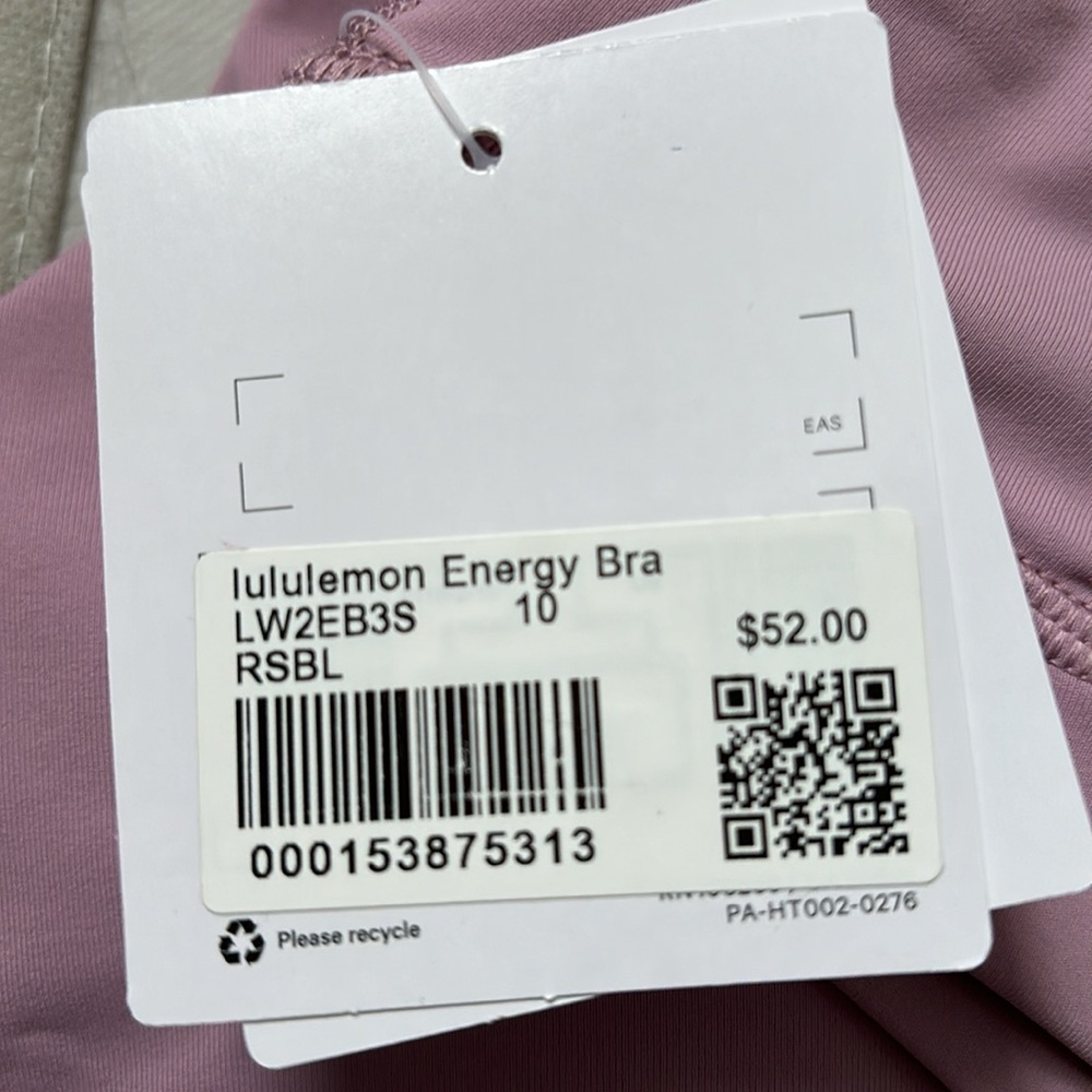 LULULEMON ENERGY BRA IN ROSE BLUSH SZ 8,10 NWT - Picture 6 of 9